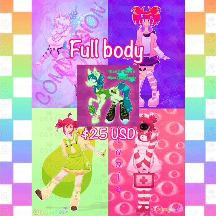 Full Body! I mostly do humans/anthropomorphs and ponies :3 Full Body! I mostly do humans/anthropomorphs and ponies :3