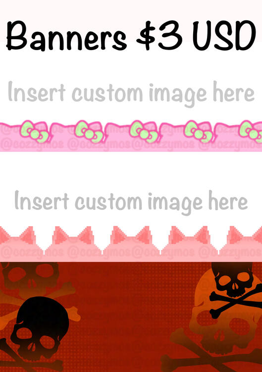 (Old image) I can make banners for your socials! They can also include a watermark of your username if you request :3 (Old image) I can make banners for your socials! They can also include a watermark of your username if you request :3